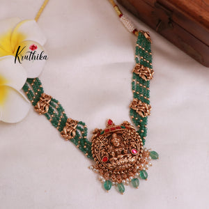 Premium Jadau temple green beads choker NC2017
