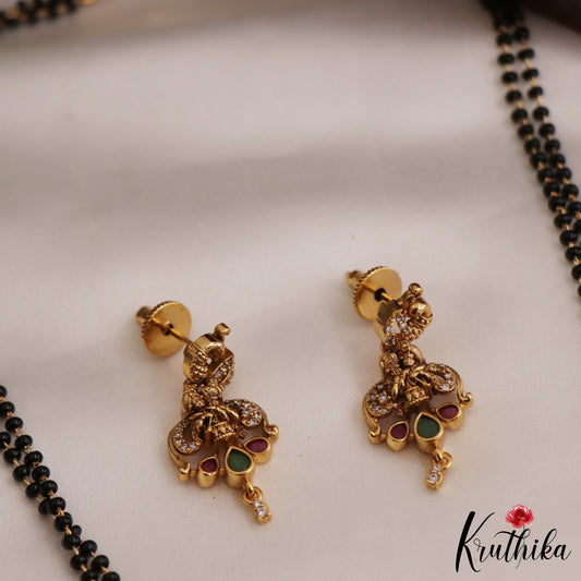 Elegant Radha Krishna Motifs Mangalsutra with Earrings Set NC2634
