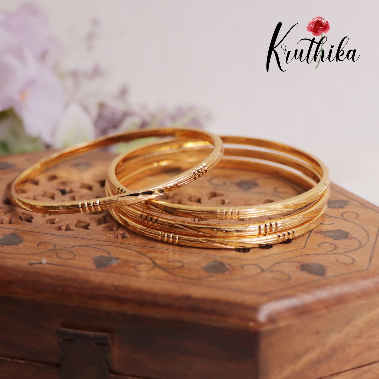 Simple Trendy Micro Plated Daily Wear Bangles B355 (Set of 4 Bangles)