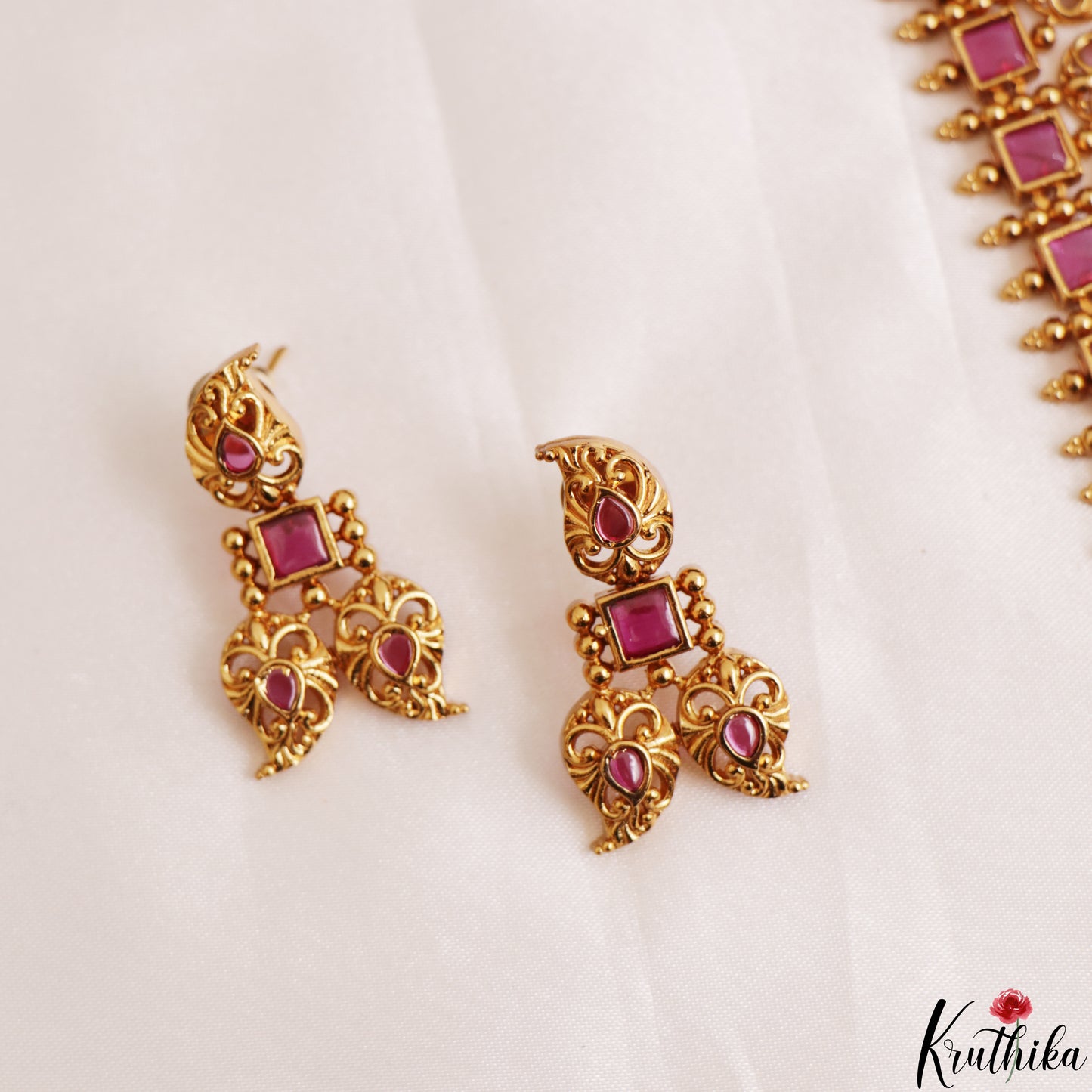 Classic Square Mango Motifs Jadau Haaram LH2204 (Available In 3 Colors)