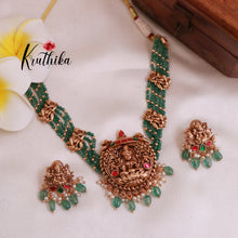 Premium Jadau temple green beads choker NC2017