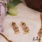 Elegant Teardrop Motifs Diamond-Finish Gold-Tone AD Necklace With Pearl Drops NC2764