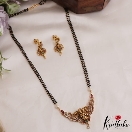 Elegant Radha Krishna Motifs Mangalsutra with Earrings Set NC2634
