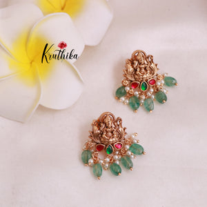 Premium Jadau temple green beads choker NC2017