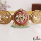 Premium Antique Nagas Peacock Motifs Jadau Hip Belt With Green Bead Drops V360 (Available In 2 Colors)