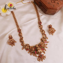 Premium Jadau Temple golden bead drops haaram LH816