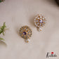 Simple Floral Motifs AD Stud Earrings With Pearl Drop E1112 (Available In 2 Colors)