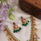Stunning Kemp Lakshmi Floral Motifs Guttapoosalu Necklace With Green Bead Drops NC2649