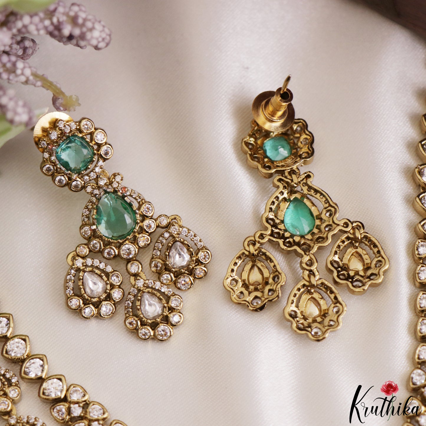 Sparkling Teardrop Motifs Multi Layered CZ Victorian Necklace NC3274 (Available In 5 Colors)