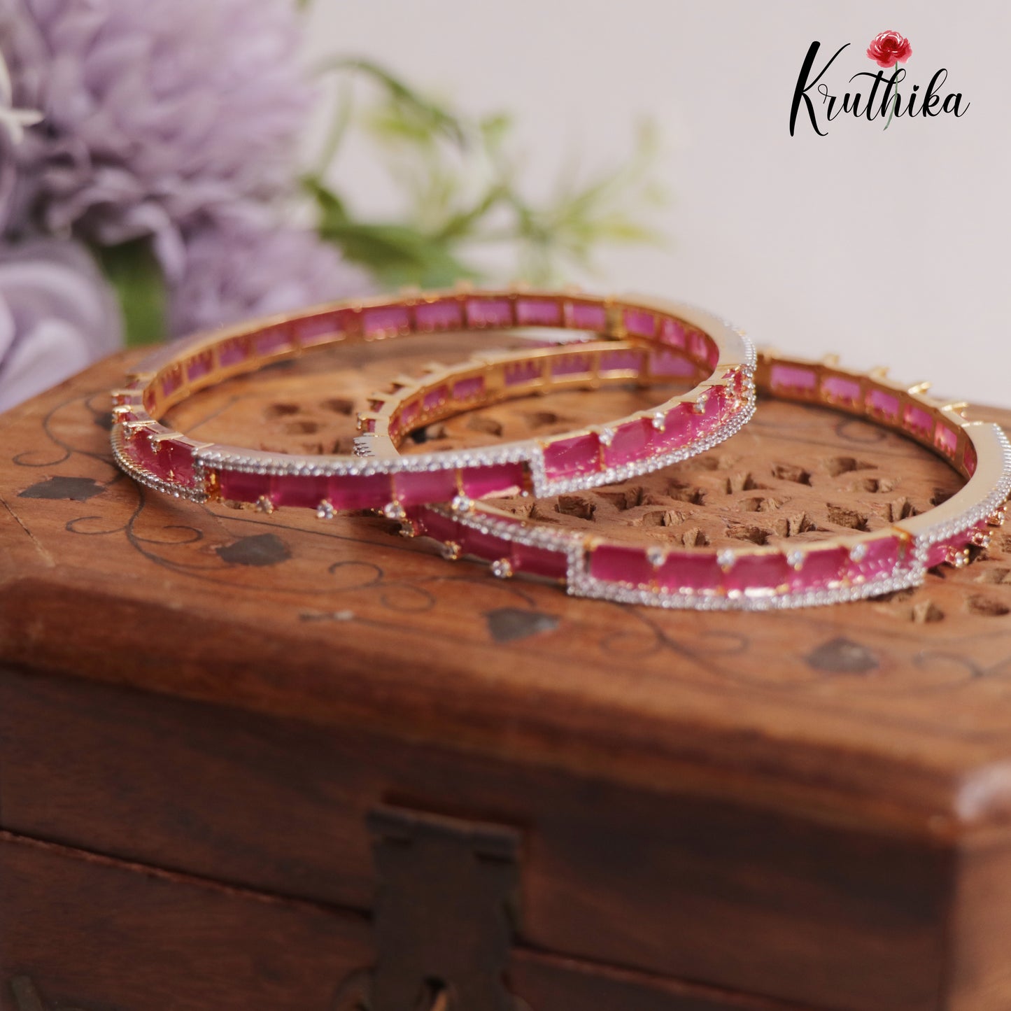 Stunning CZ Stone Bangles B339 (Set Of 2 Bangles)