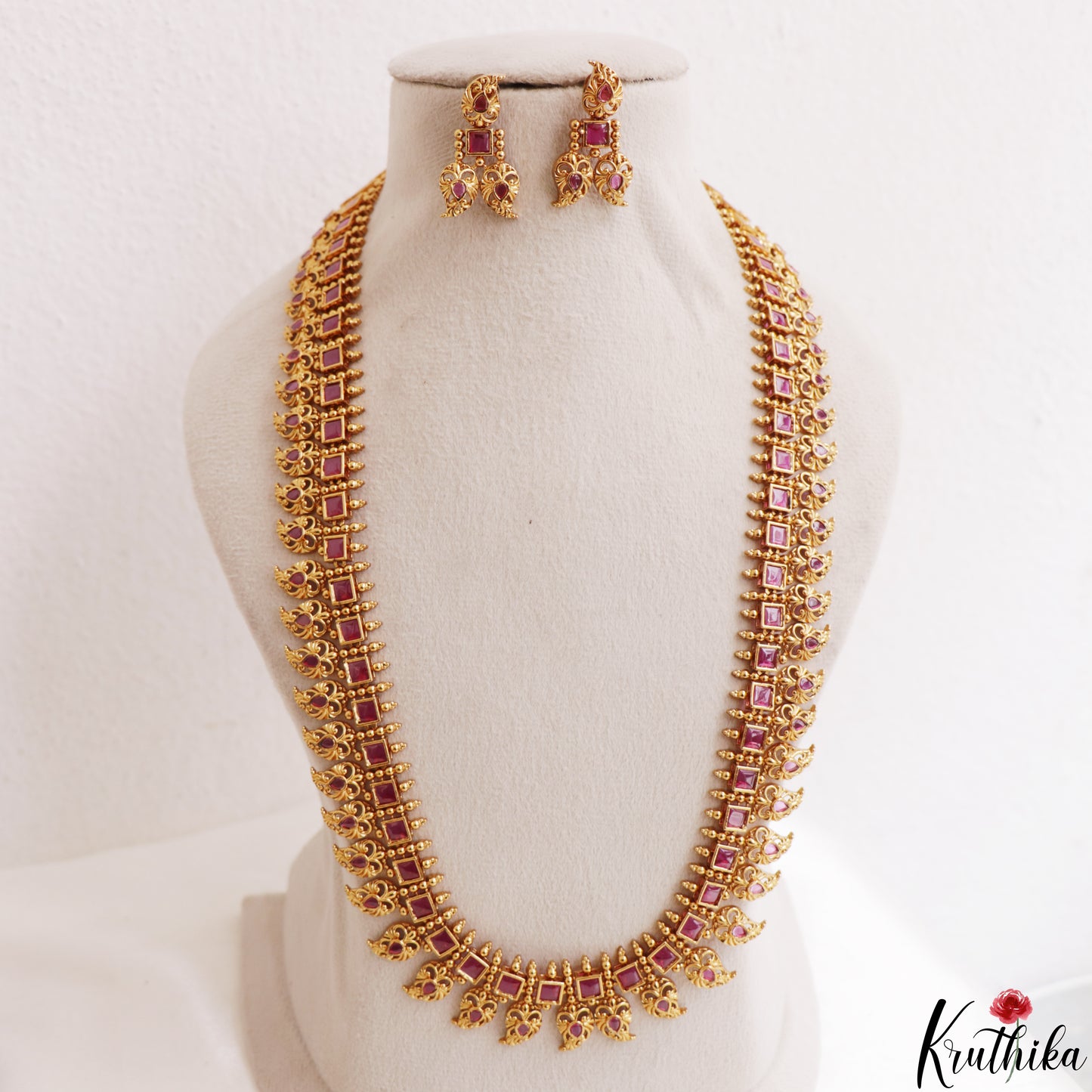 Classic Square Mango Motifs Jadau Haaram LH2204 (Available In 3 Colors)
