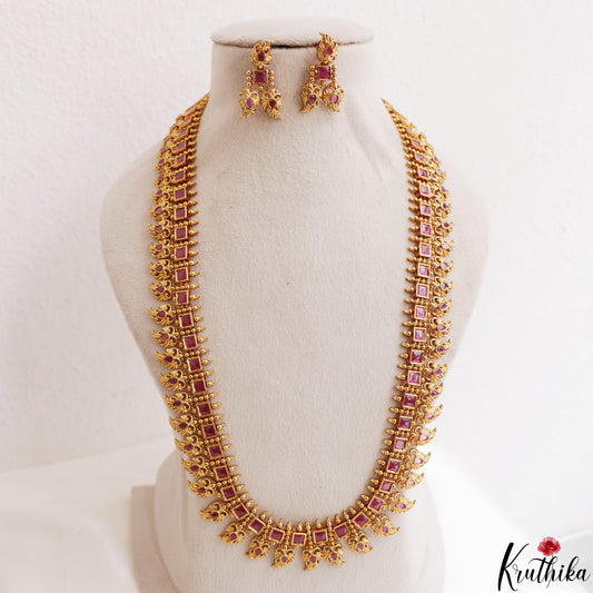 Classic Square Mango Motifs Jadau Haaram LH2204 (Available In 3 Colors)