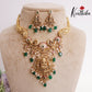 Beautiful Antique Peacock and Temple Lakshmi Pendant Necklace with Green Beads Drop NC2238