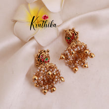 Premium Jadau Temple golden bead drops haaram LH816