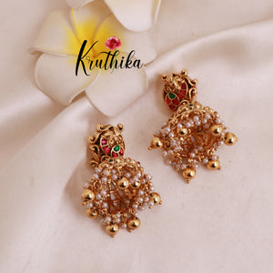 Premium Jadau Temple golden bead drops haaram LH816