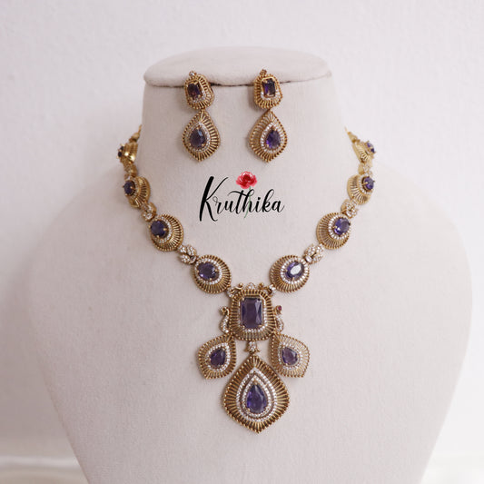 Trendy AD Mossanaite Victorian Peacock Necklace NC2331 (Available in 4 colours)