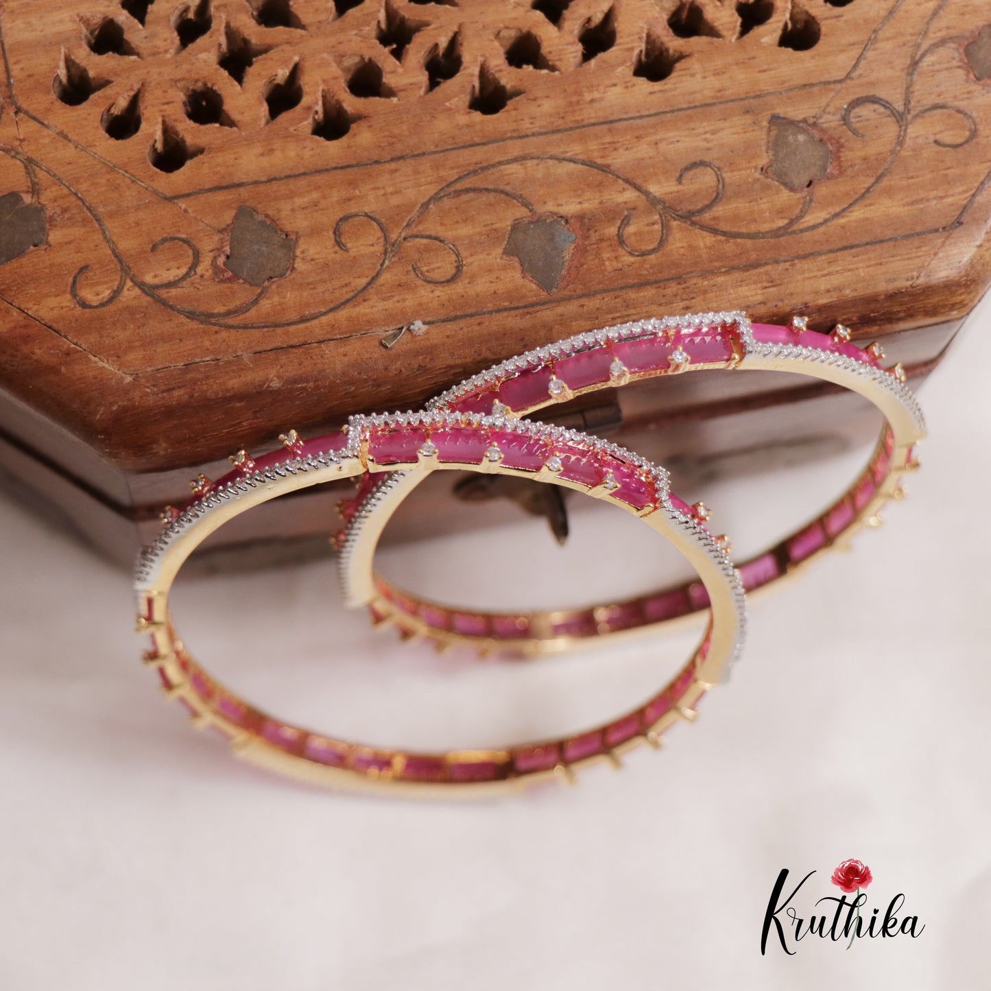 Stunning CZ Stone Bangles B339 (Set Of 2 Bangles)
