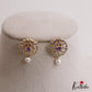 Simple Floral Motifs AD Stud Earrings With Pearl Drop E1112 (Available In 2 Colors)