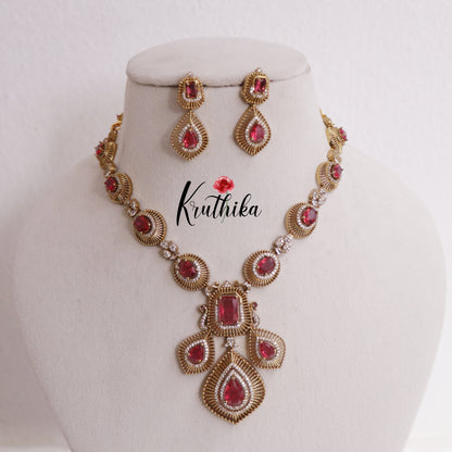 Trendy AD Mossanaite Victorian Peacock Necklace NC2331 (Available in 4 colours)