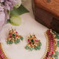 Premium Floral Motifs Jadau Guttapoosalu Necklace With Green Bead Drops NC2790