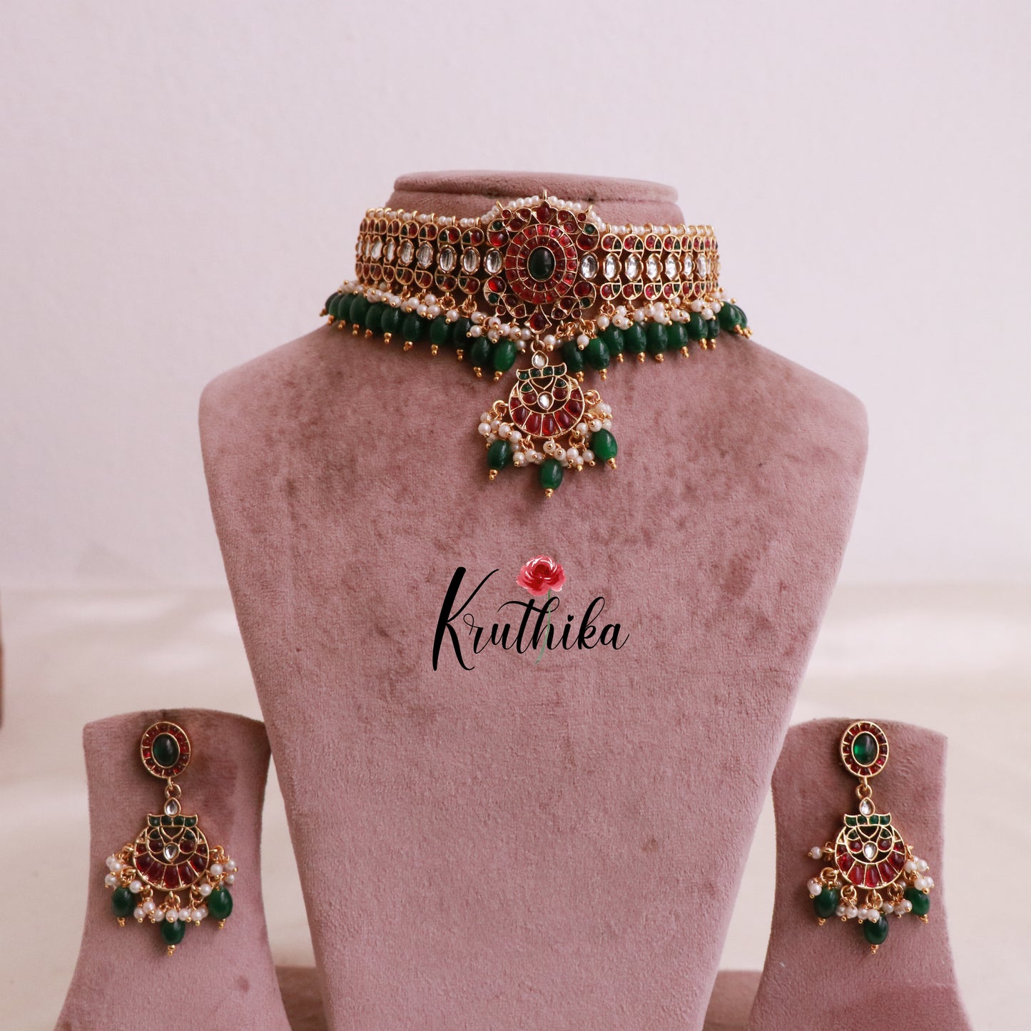 Premium kemp choker with bead drops NC2016 (Available in two colors)