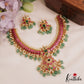 Premium Floral Motifs Jadau Guttapoosalu Necklace With Green Bead Drops NC2790