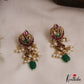 Pretty Teardrop Motifs Kemp Earrings With Pearl Bead Drops E1113