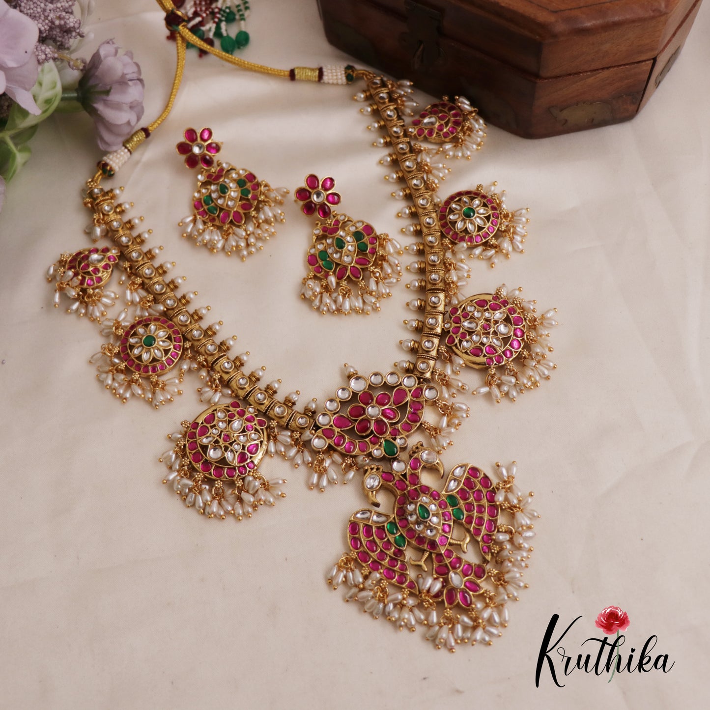 Premium Gandaberunda Kundan Jadau Guttapoosalu Necklace NC2560