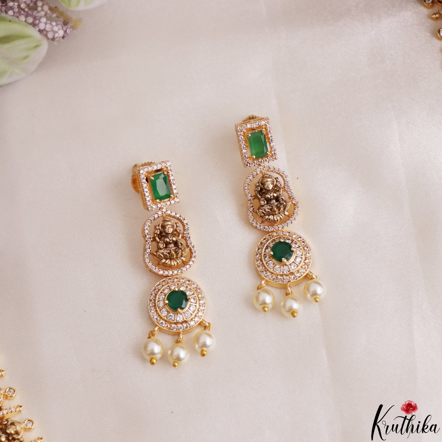 Premium Antique Nagas Lakshmi Motifs Temple Choker With Pearl Drops LH2183 (Available In 2 Colors)