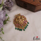 Premium Antique Nagas Lakshmi Peacock Motifs Jadau Pendant Set With Green Bead Drops  PS297