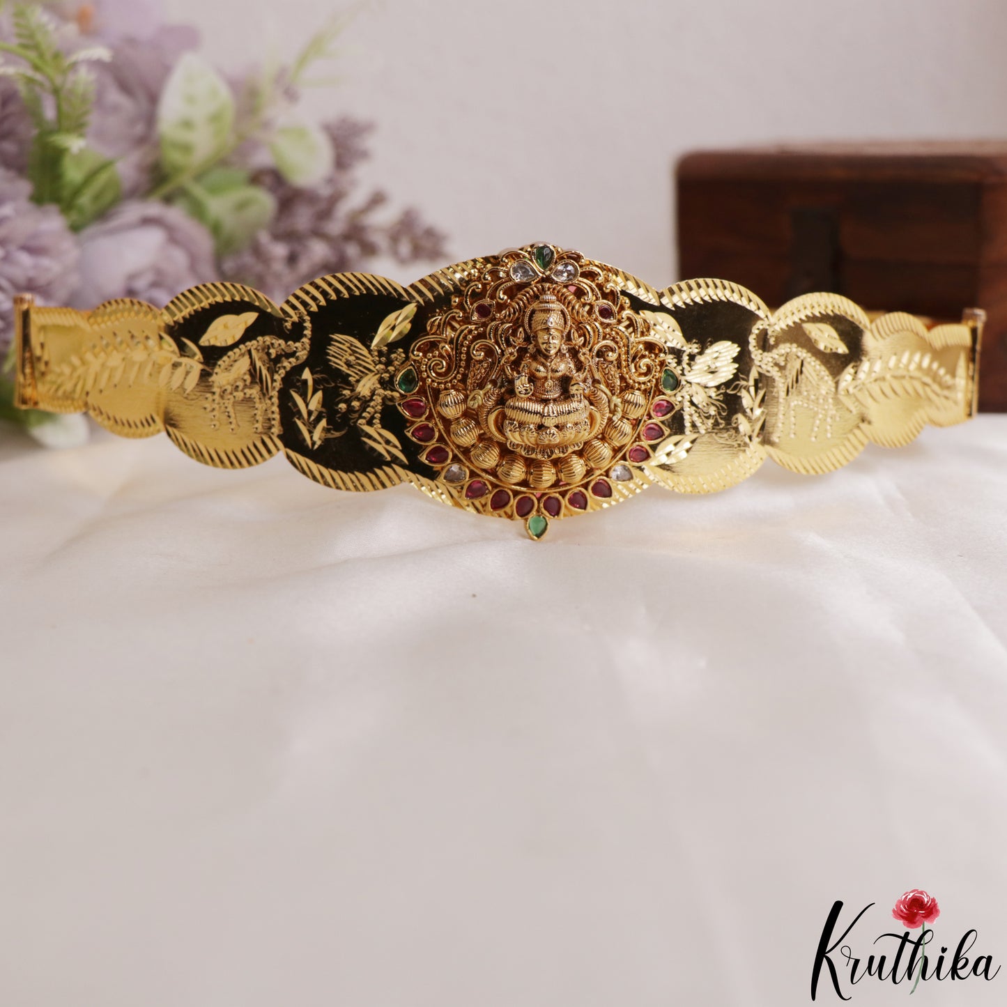 Elegant Antique Nagas Lakshmi Motifs Kids Hip Belt V379 (Size Adjustable - 20 to 32)