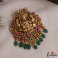 Premium Antique Nagas Lakshmi Peacock Motifs Jadau Pendant Set With Green Bead Drops  PS297