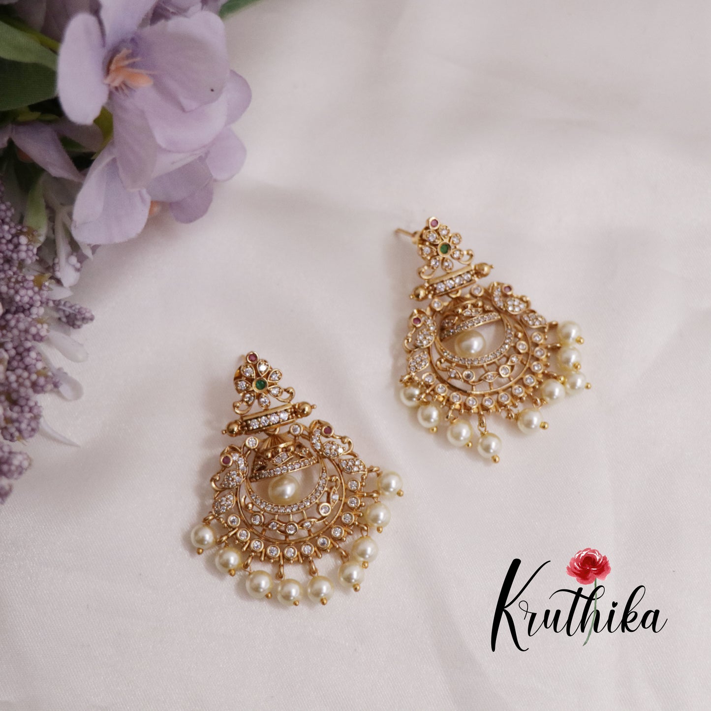 Elegant Three Layer Pearl Necklace with Floral Motif Pendant Drop NC2257 (Available in 2 Colours)
