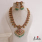 Stunning Antique Mango Lakshmi Motifs Kemp Haaram With Green Bead Drops LH2046