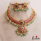 Premium Floral Motifs Jadau Guttapoosalu Necklace With Green Bead Drops NC2790