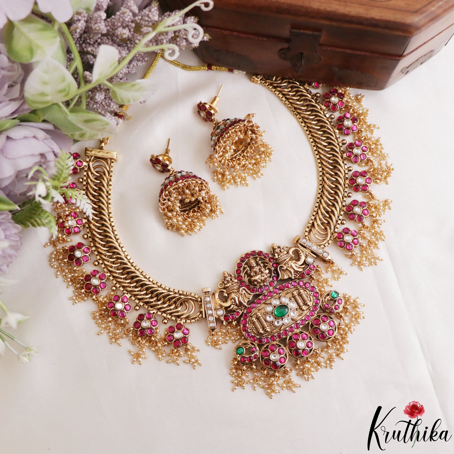 Grand Two-in-one Reversible Antique Nagas Lakshmi Motifs Jadau Necklace With Detachable Pendant NC3283