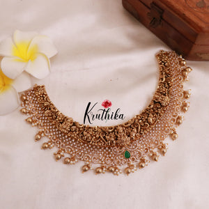 Premium Nagas Lakshmi AD Golden bead drops choker NC1876
