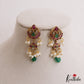 Pretty Teardrop Motifs Kemp Earrings With Pearl Bead Drops E1113