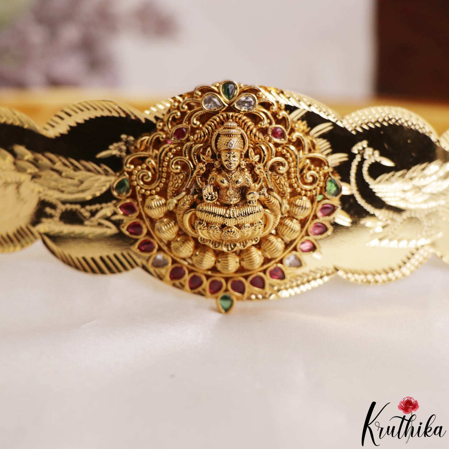 Classic Antique Nagas Lakshmi Motifs Kids Hip Belt V380 (Size Adjustable - 20 to 32)