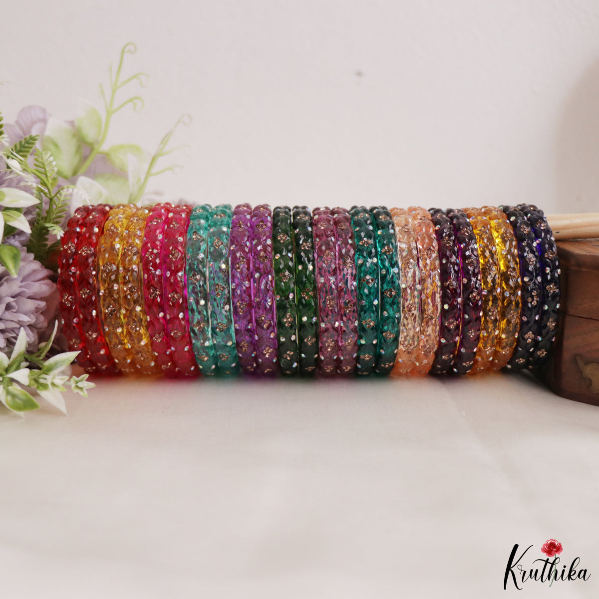 Beautiful Multicolor Glass Bangles B583 (Set of 12 Bangles)