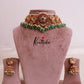 Premium kemp floral choker with green beads NC2015