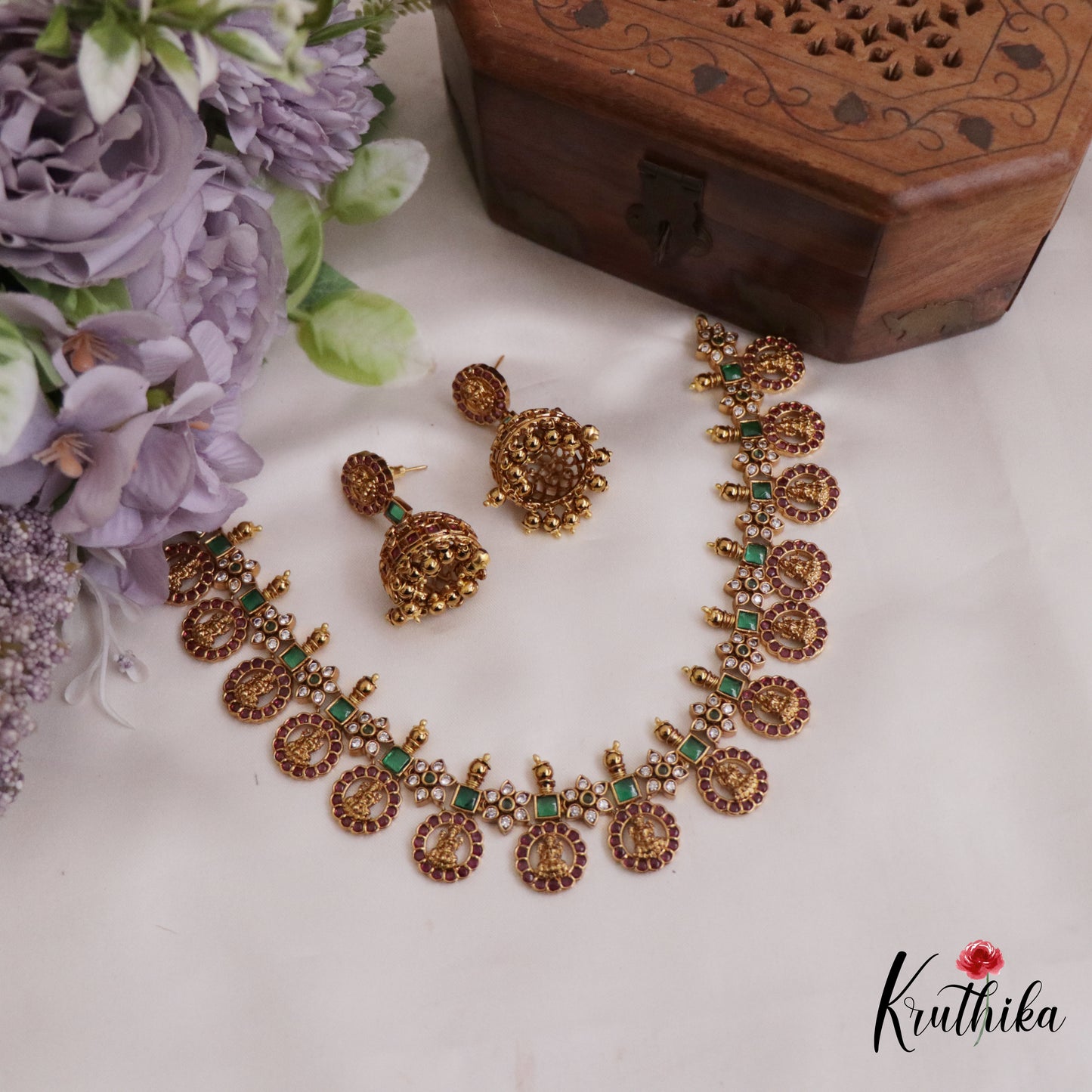 Stunning Kemp Coin Lakshmi Motifs Necklace NC2652