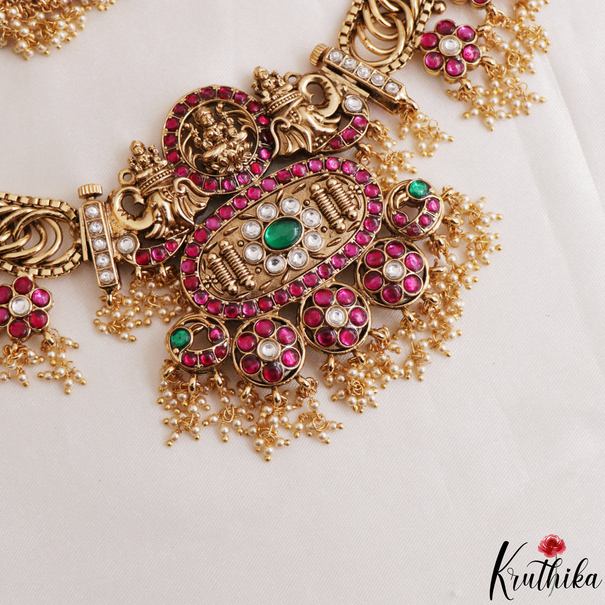 Grand Two-in-one Reversible Antique Nagas Lakshmi Motifs Jadau Necklace With Detachable Pendant NC3283