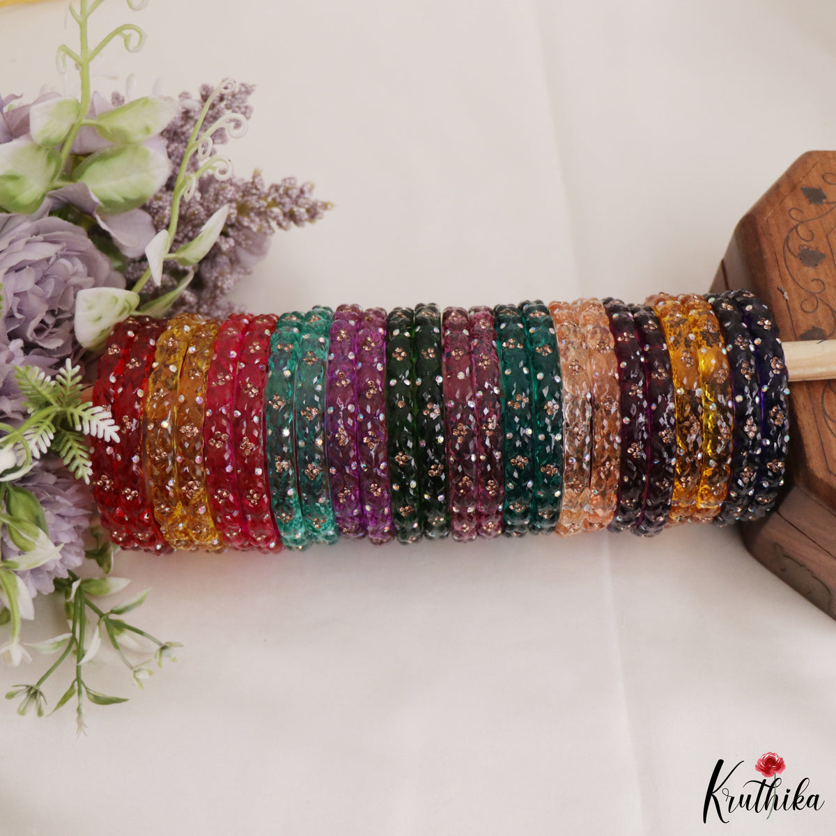 Beautiful Multicolor Glass Bangles B583 (Set of 12 Bangles)