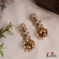 Sparkling Floral Motifs AD Jhumkas With Pearl Drops E1107 (Available In 4 Colors)
