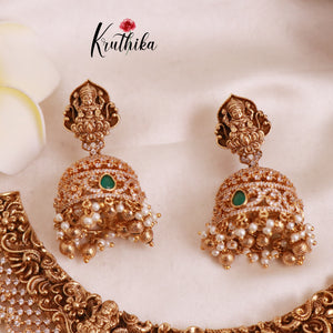 Premium Nagas Lakshmi AD Golden bead drops choker NC1876