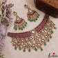 Stunning Geometric Motifs Polki Victorian Choker With Maang Tikka NC3024