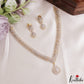 Elegant Teardrop Motifs Diamond-Finish Gold-Tone CZ Necklace NC3246