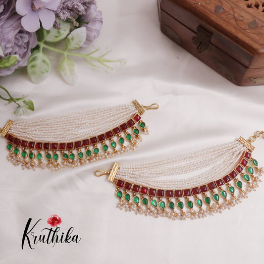 Trendy Kemp Multi-Layer Pearl Earchains EC110