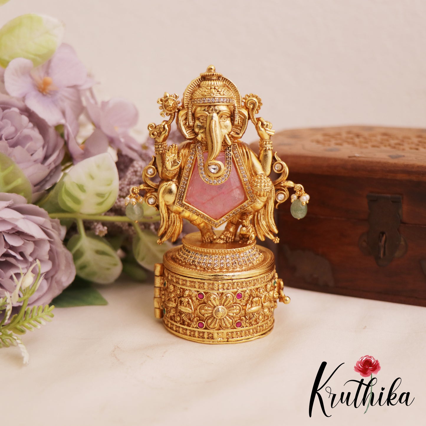 Premium Lord Ganesha Kumkum Box K30 (Available In 4 Colors)